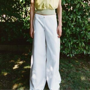 ZARA low rise extremely wide leg white pants